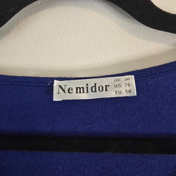 WOMENS PLUS SIZE 26 BLUE DRESS - NEMIDOR - Deep V - Picture 4 of 6